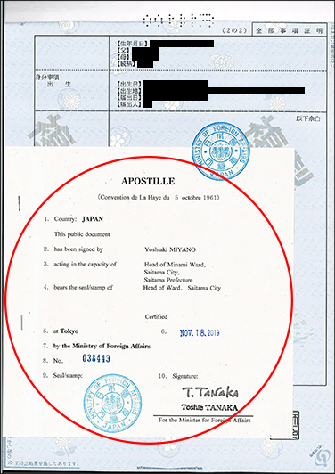 外務省でアポスティーユを取得した際に添付される認証用紙